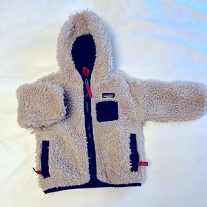 Patagonia Baby Retro-X® Fleece Hoody, 12-18mo,  Natural w/New Navy